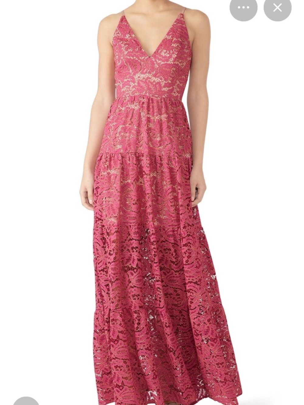 Dress the Population Melina Pink and Gold Lace Floral Maxi Dress | XXL